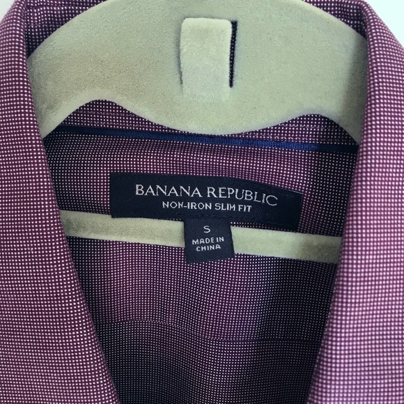 Banana Republic Size Small Maroon Burgundy Plaid Long Sleeve Button Up Shirt - Picture 4 of 4